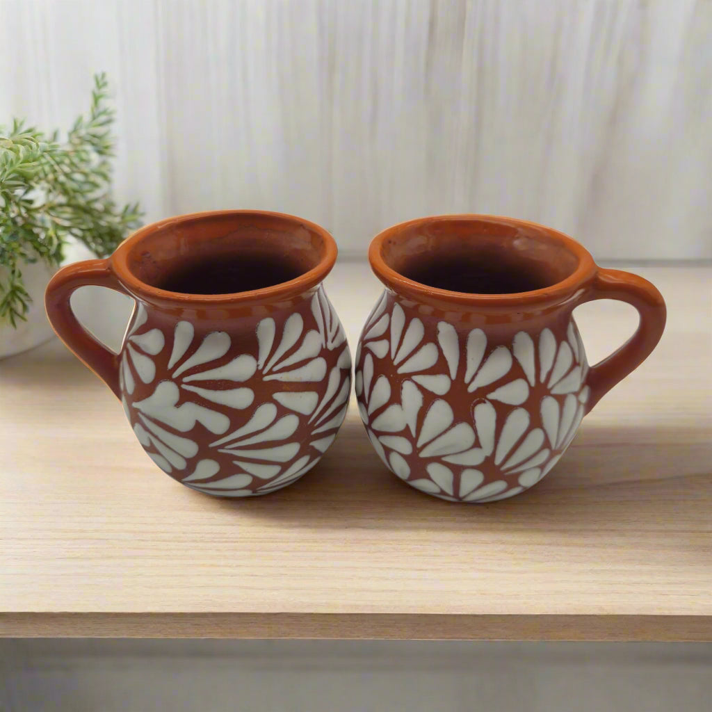 Mexican Clay Jarrito Mug | Handmade Brown Pottery Cup